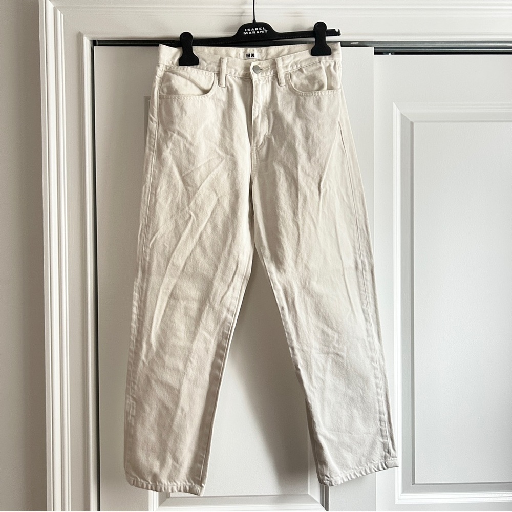 Men's Uniqlo Straight Leg Cream Jeans